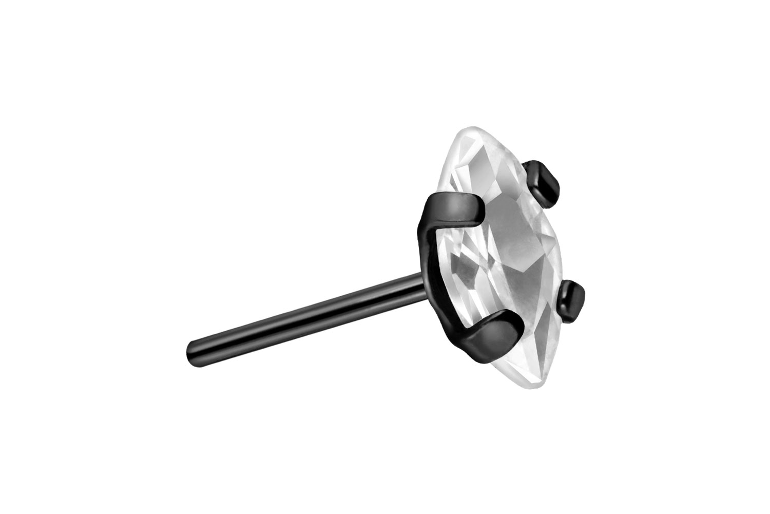 Titan Aufsatz mit Push Pin EINGEFASSTER KRISTALLTROPFEN von Piercingline